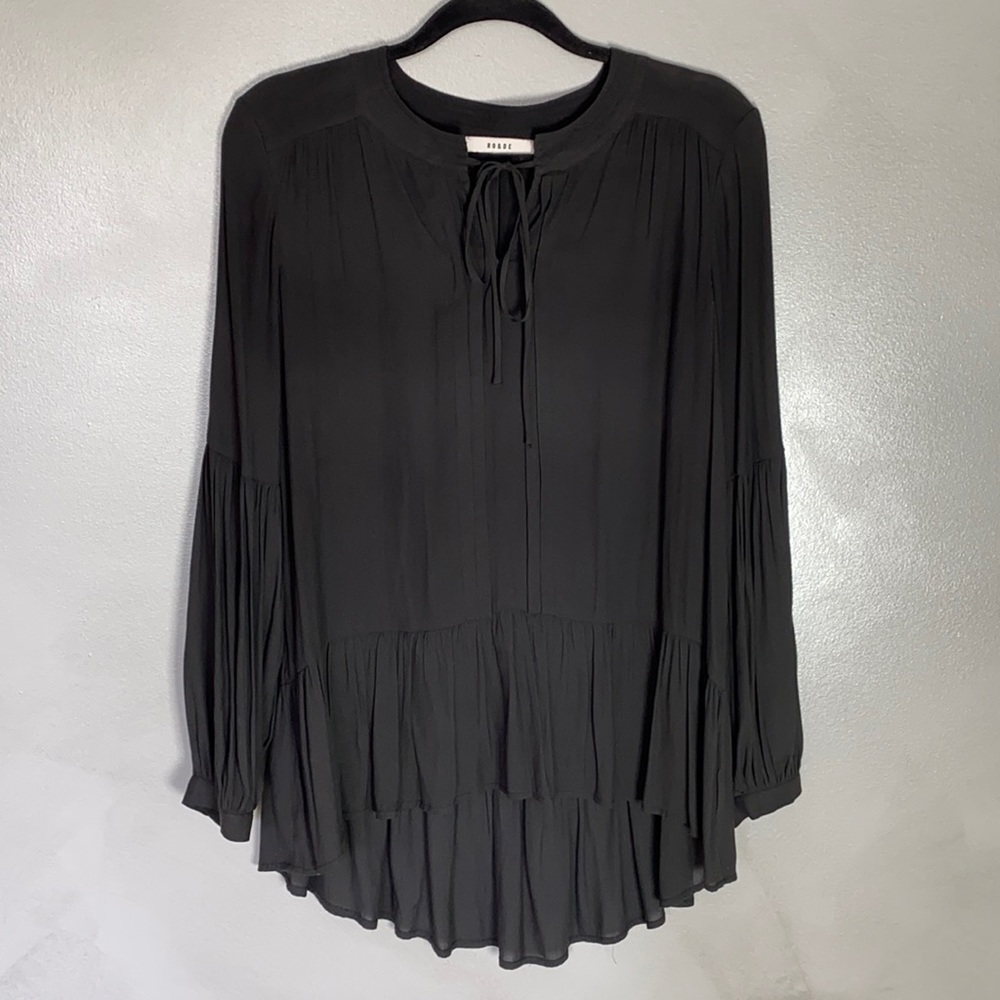 Ro & De Tunic Long-sleeve Peplum Hem
